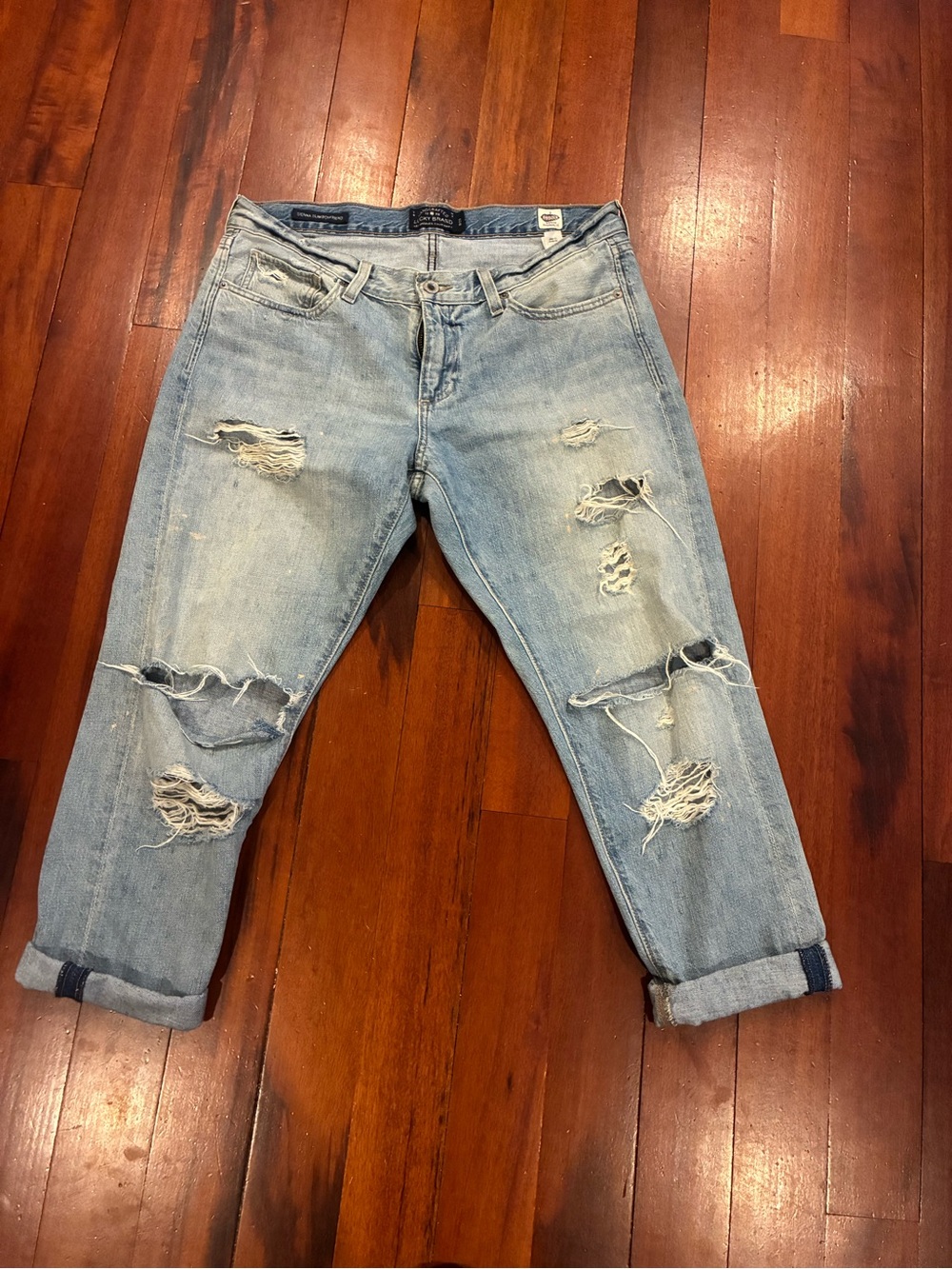 Lucky Brand Light Wash Distressed Boyfriend Jeans